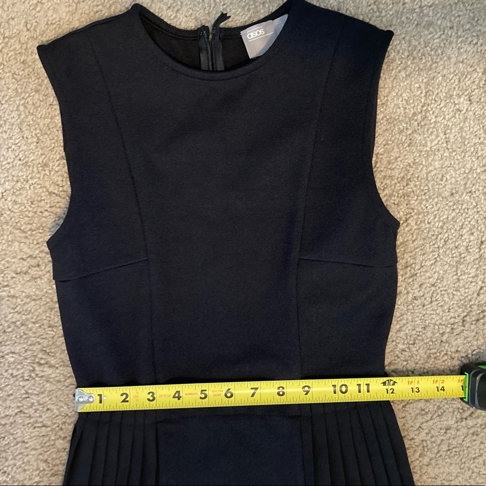 ASOS black dress with pleated skirt